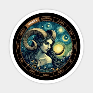 ZODIAC Capricorn - Astrological CAPRICORN - CAPRICORN - ZODIAC sign - Van Gogh style - 7 Magnet